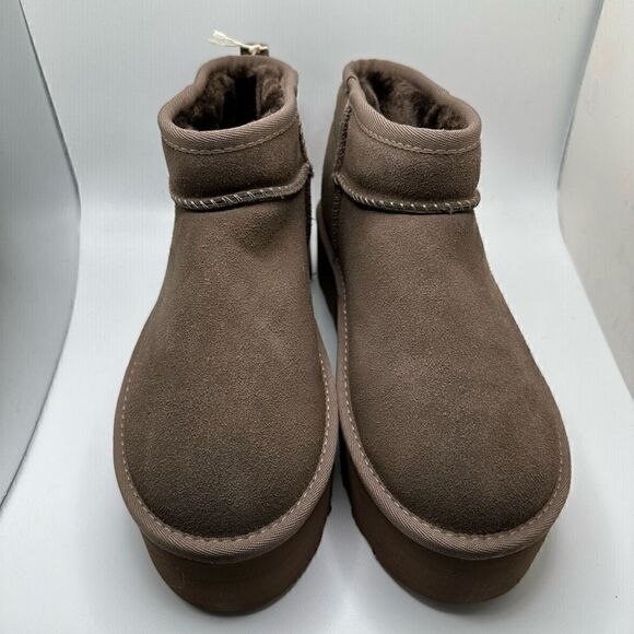 CUSHIONAIRE Women's Genuine Suede pull platform boot +Memory Foam 9.5 WIDE BROWN - Picture 2 of 7